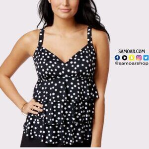 Dot-Print Tiered Tankini Top